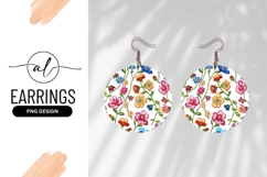 Embroidery Style Floral Pattern Round Earring Png Product Image 1