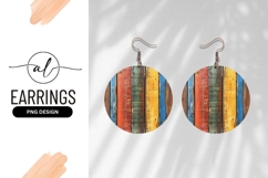 Colorful Rustic Wood Background For Round Earring Png Product Image 1