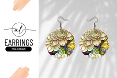 Stained Glass Floral Design Round Earring Png Product Image 1