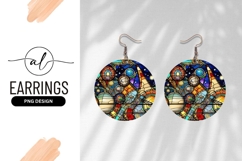 Stained Glass Celestial Round Earring Png Product Image 1