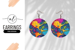 Colorful Paint Splatter Art Round Earring Png Product Image 1