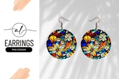 Colorful Floral Stained Glass Round Earring Png Product Image 1
