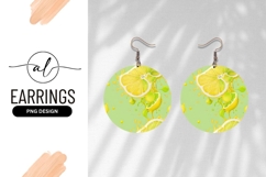 Round Earring Png With Lemons And Splash Product Image 1