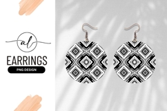 Black And White Geometric Round Earring Png Product Image 1