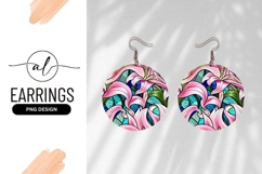 Stained Glass Pink Lily Floral Round Earring Png Product Image 1