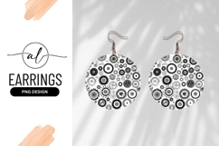 Black And White Gears Round Earring Png Product Image 1