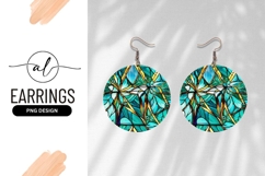 Abstract Stained Glass Floral Round Earring Png Product Image 1