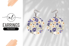 Daisy And Cornflower Round Earring Png Art Product Image 1