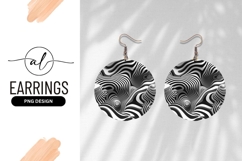 Abstract Black And White Striped Round Earring Png Product Image 1