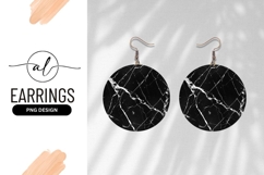 Black Marble Texture Circle Round Earring Png Product Image 1