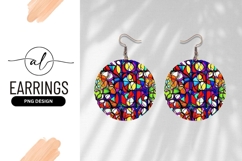 Vibrant Stained Glass Floral Round Earring Png Product Image 1