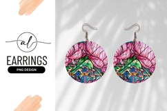 Stained Glass Pink Floral Round Earring Png Product Image 1