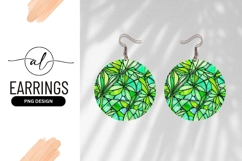 Green Floral Mosaic Round Earring Png Product Image 1
