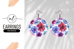 Watercolor Flower Arrangement On White Round Earring Png Product Image 1