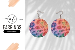 Floral Circle Illustration with Red Pink Orange Blue Flowers Product Image 1