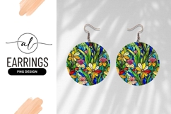 Stained Glass Floral Design with Yellow Pink and Blue Flower Product Image 1