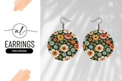 Floral Pattern in Circle with Orange Yellow and Blue Flowers Product Image 1