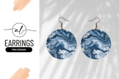 Blue Marble Swirl Round Earring Png Design Product Image 1