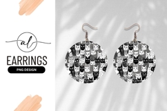 Black and White Cat Faces Illustration in a Circle Pattern Product Image 1