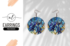 Stained Glass Floral Design in Blues Purples and Gold Product Image 1