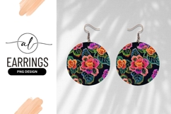 Embroidered Floral Pattern in a Circle with Pink Orange Product Image 1