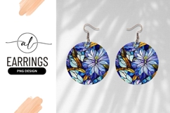 Stained Glass Floral Design in Blues Purples and Yellows Product Image 1