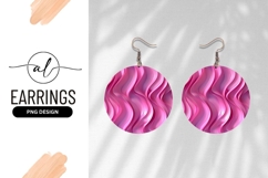 Pink Abstract Waves Round Earring Png Design Product Image 1
