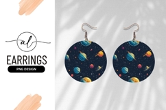 Colorful Planets and Stars in a Dark Blue Space Illustration Product Image 1