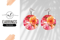 Watercolor Begonia Flowers in Pink Orange and Yellow Circle Product Image 1