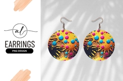 Abstract Circle with Yellow Splatter Blue and Pink Spheres Product Image 1
