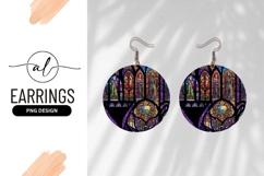 Stained Glass Window Art Round Earring Png Product Image 1