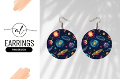 Colorful Galaxy Pattern Round Earring Png Product Image 1