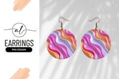 Abstract Colorful Wavy Surface Round Earring Png Product Image 1