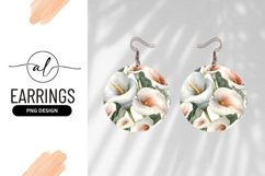 Elegant Watercolor Calla Lily Flower Round Earring Png Product Image 1