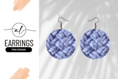 Knitted Blue Fiber Textile Macro Round Earring Png Product Image 1