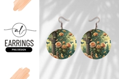 Rose Garden With Butterflies Round Earring Png Product Image 1
