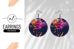 Colorful Paint Explosion On Dark Background Round Earring Product Image 1