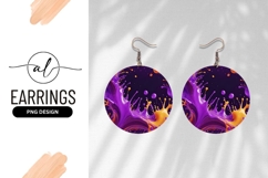 Abstract Purple And Orange Paint Splashes Round Earring Product Image 1