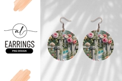 Roses Over Wooden Gate Round Earring Png Product Image 1