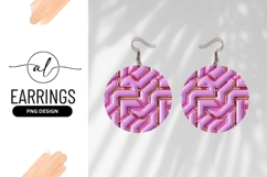Pink And Gold Abstract Geometric Pattern Round Earring Png Product Image 1