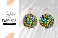 Circular Abstract Stained Glass Round Earring Png Product Image 1