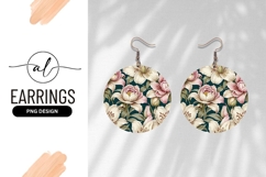 Pink And White Floral Round Earring Png Product Image 1