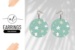Teal Background With Star Illustration Round Earring Png Product Image 1