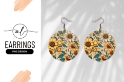 Sunflower Floral Pattern Round Earring Png Product Image 1