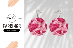 Pink Fur Hearts Pattern Round Earring Png Product Image 1