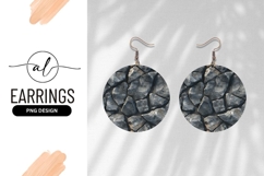 Dark Rock Texture Round Earring Png Design Product Image 1