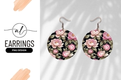 Pink Peonies Floral Pattern Round Earring Png Product Image 1