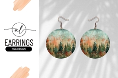 Artistic Forest Illustration For Round Earring Png Product Image 1