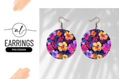 Watercolor Floral Seamless Pattern For Round Earring Product Image 1