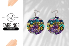 Colorful Lotus Flower Stained Glass Round Earring Png Product Image 1